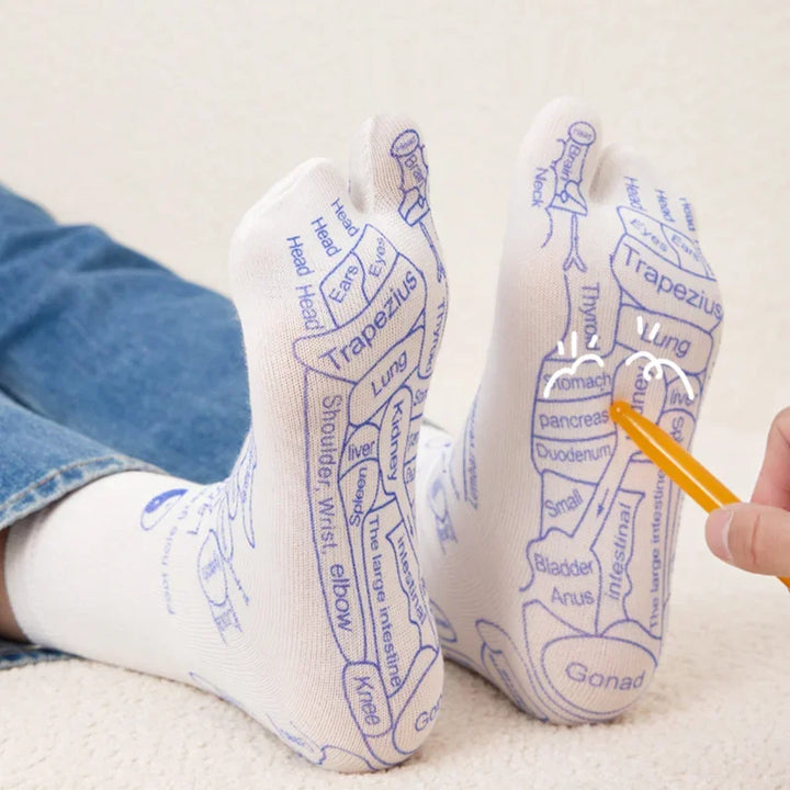 Premium Acupressure Massage Socks - 6 Pcs Reflexology Foot Therapy Set for Tired Feet, Cotton-Polyester Blend, Men’s & 