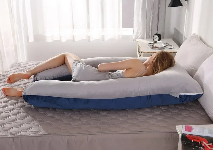 Premium Soft Fleece Pregnant Pillow – U-Type Lumbar Support Cushion for Pregnancy – Multi-Function Side Protection Pillow for