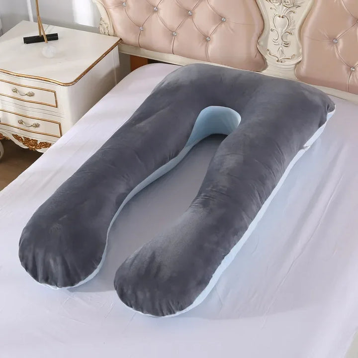 Premium Soft Fleece Pregnant Pillow – U-Type Lumbar Support Cushion for Pregnancy – Multi-Function Side Protection Pillow for