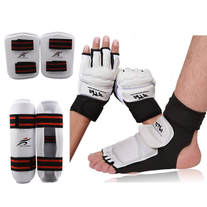 Premium Half Finger Boxing Gloves – Taekwondo, Karate, Muay Thai Training Gloves for Kids & Men – Foot Protector for  