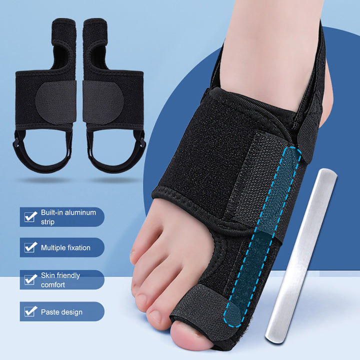 Premium Toe Corrector Orthotics for Hallux Valgus - Adjustable Hammer Toe Protector with Aluminum Strip and Velcro - Soft, 
