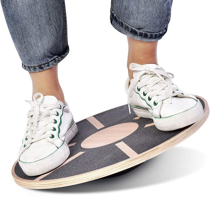 Premium Holz Wackel-Balance-Board - Rutschfeste Kerntraining, Yoga- & Taillendreh-Board für das Home Gym, Fitness, Stabilität & Haltungsverbesserung, 360° Rotation, 500 lbs Tragfähigkeit