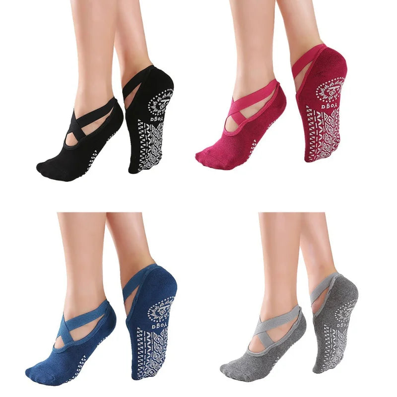 High-Quality Anti-Slip Yoga Socks for Women – Breathable Cotton, Ballet-Inspired Bandage Design, Perfect for Pilates, Dance