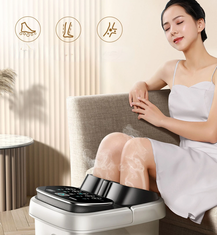Premium Fußbad-Massager mit Wärme, 12 Rollen, digitale Steuerung, Pediküre-Stein für Akupressur-Shiatsu-Massage, Fußschmerzlinderung, einstellbare Temperatur, Fußbadtherapie für zu Hause