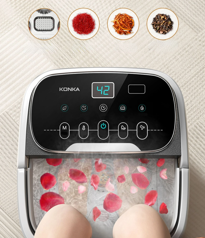 Premium Fußbad-Massager mit Wärme, 12 Rollen, digitale Steuerung, Pediküre-Stein für Akupressur-Shiatsu-Massage, Fußschmerzlinderung, einstellbare Temperatur, Fußbadtherapie für zu Hause