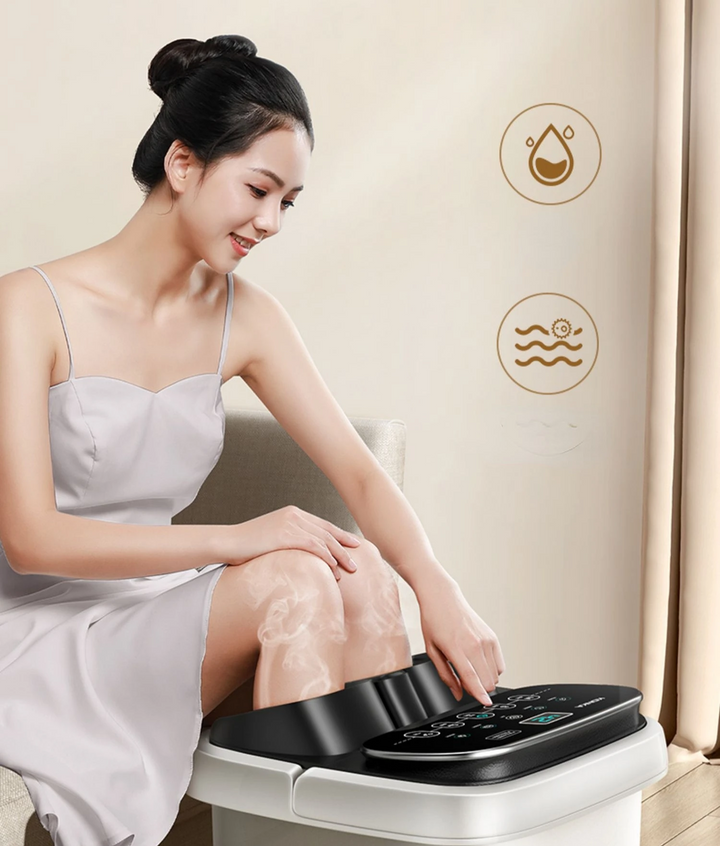 Premium Fußbad-Massager mit Wärme, 12 Rollen, digitale Steuerung, Pediküre-Stein für Akupressur-Shiatsu-Massage, Fußschmerzlinderung, einstellbare Temperatur, Fußbadtherapie für zu Hause