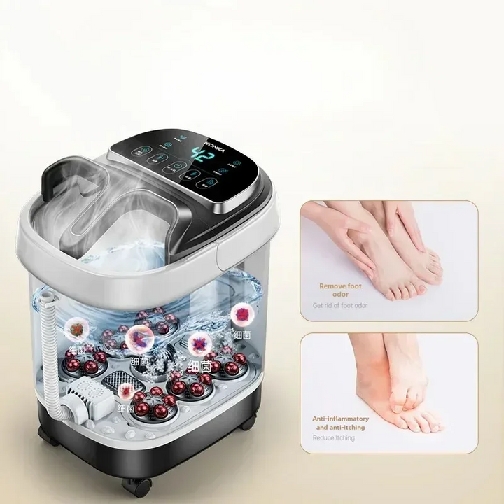 Premium Fußbad-Massager mit Wärme, 12 Rollen, digitale Steuerung, Pediküre-Stein für Akupressur-Shiatsu-Massage, Fußschmerzlinderung, einstellbare Temperatur, Fußbadtherapie für zu Hause