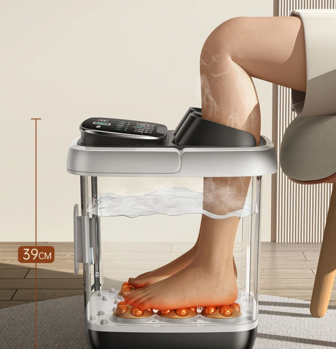 Premium Fußbad-Massager mit Wärme, 12 Rollen, digitale Steuerung, Pediküre-Stein für Akupressur-Shiatsu-Massage, Fußschmerzlinderung, einstellbare Temperatur, Fußbadtherapie für zu Hause