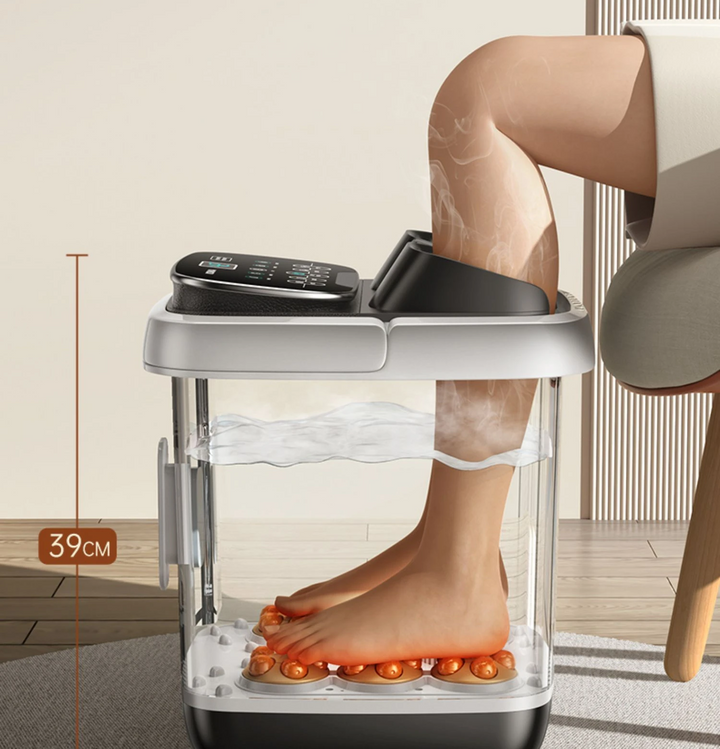 Premium Fußbad-Massager mit Wärme, 12 Rollen, digitale Steuerung, Pediküre-Stein für Akupressur-Shiatsu-Massage, Fußschmerzlinderung, einstellbare Temperatur, Fußbadtherapie für zu Hause