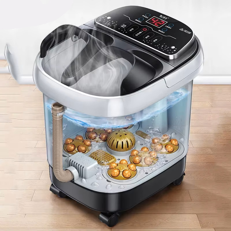 Premium Fußbad-Massager mit Wärme, 12 Rollen, digitale Steuerung, Pediküre-Stein für Akupressur-Shiatsu-Massage, Fußschmerzlinderung, einstellbare Temperatur, Fußbadtherapie für zu Hause