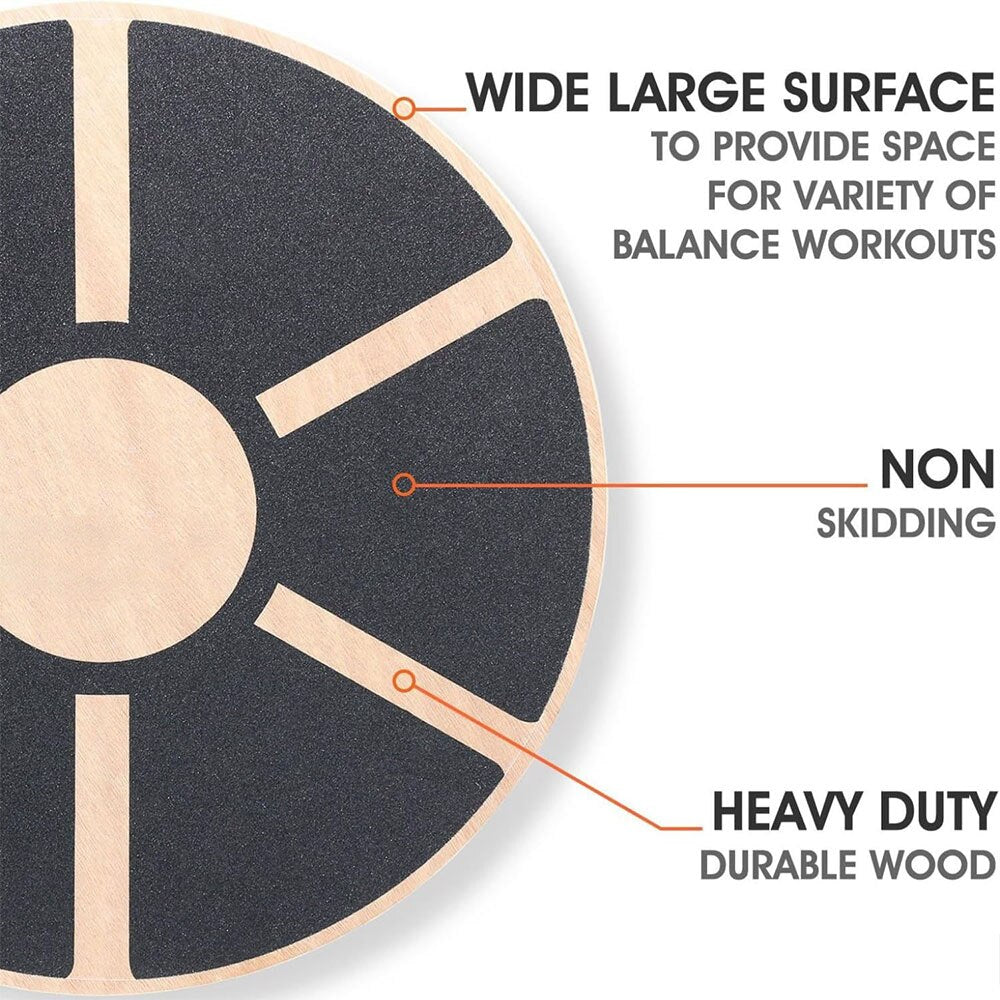 Premium Holz Wackel-Balance-Board - Rutschfeste Kerntraining, Yoga- & Taillendreh-Board für das Home Gym, Fitness, Stabilität & Haltungsverbesserung, 360° Rotation, 500 lbs Tragfähigkeit