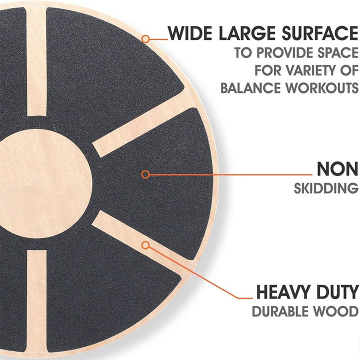 Premium Holz Wackel-Balance-Board - Rutschfeste Kerntraining, Yoga- & Taillendreh-Board für das Home Gym, Fitness, Stabilität & Haltungsverbesserung, 360° Rotation, 500 lbs Tragfähigkeit