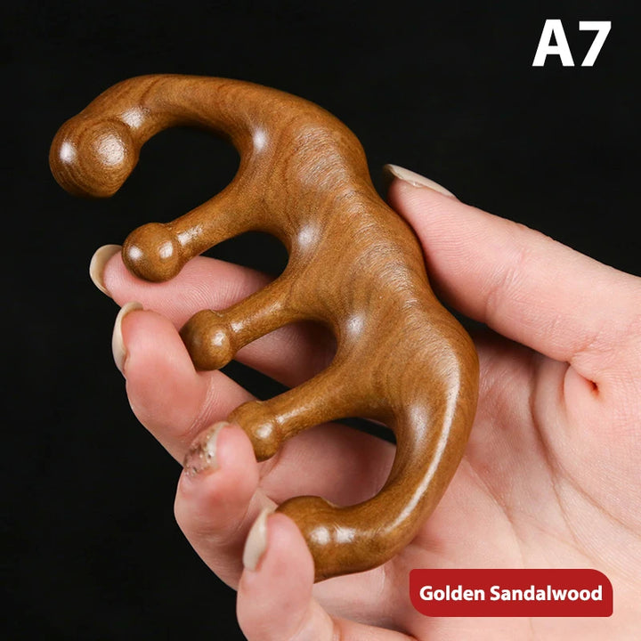 Premium Holz-Nasenmassager für die Durchblutung, Gua Sha Werkzeug, Triggerpunkttherapie, Pediküre-Massagekamm mit Akupunkturpunktkarte, kompatibel mit ätherischen Ölen