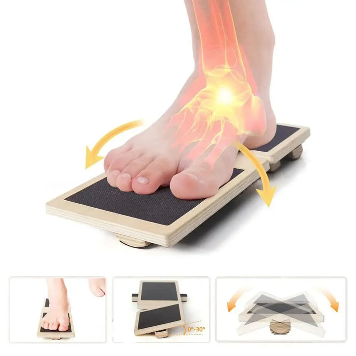 Premium Knöchel-Balance-Board – Fußstärker für Pilates & Stabilitätstraining, lindert Plantarfasziitis, verbessert Balance & Haltung, Holzdesign für die Rehabilitation bei Knöchelverstauchungen, 30 cm x 10,8 cm