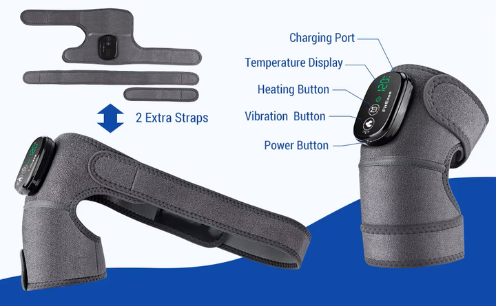 Premium elektrisch beheizte Schulterpolster - USB-Ladung, 3 Heizstufen, 5000mAh Batterie, Vibrationsmassagegerät zur Schmerzlinderung und Muskelentspannung