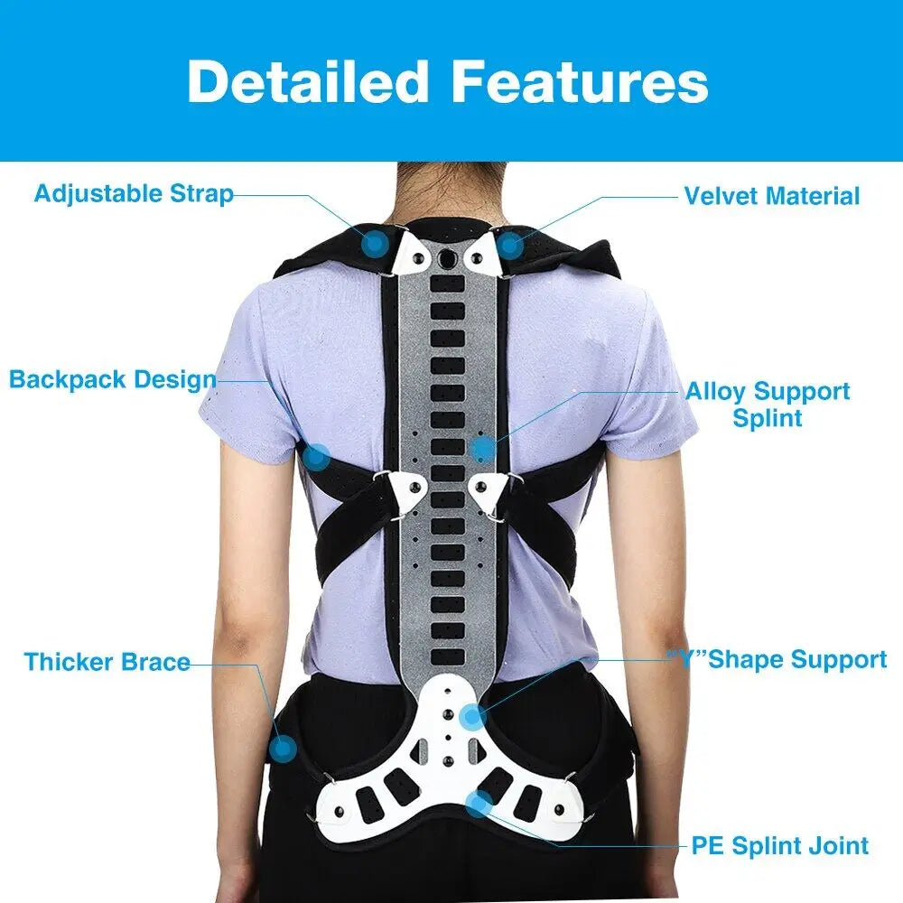 Premium Adjustable Back Brace Posture Corrector for Scoliosis & Hunchback Relief, Pain Relief, Lightweight & Breathable 