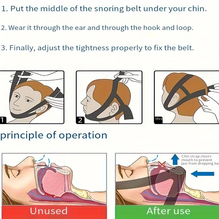 Premium Anti-Snoring Chin Strap - Triangular Belt for Snore Relief, Adjustable Mouth Guard for Better Breath, Comfortable 