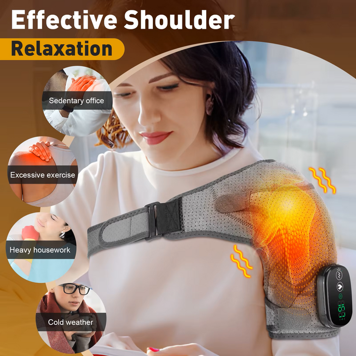 Premium elektrisch beheizte Schulterpolster - USB-Ladung, 3 Heizstufen, 5000mAh Batterie, Vibrationsmassagegerät zur Schmerzlinderung und Muskelentspannung