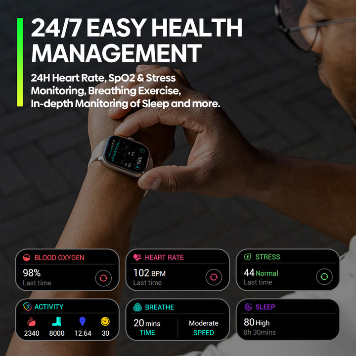 Premium GPS Smartwatch with 2.15" AMOLED Display, Phone Calls, Built-in GPS, 100+ Sports Modes, Heart Rate & SpO2 Monitor, 