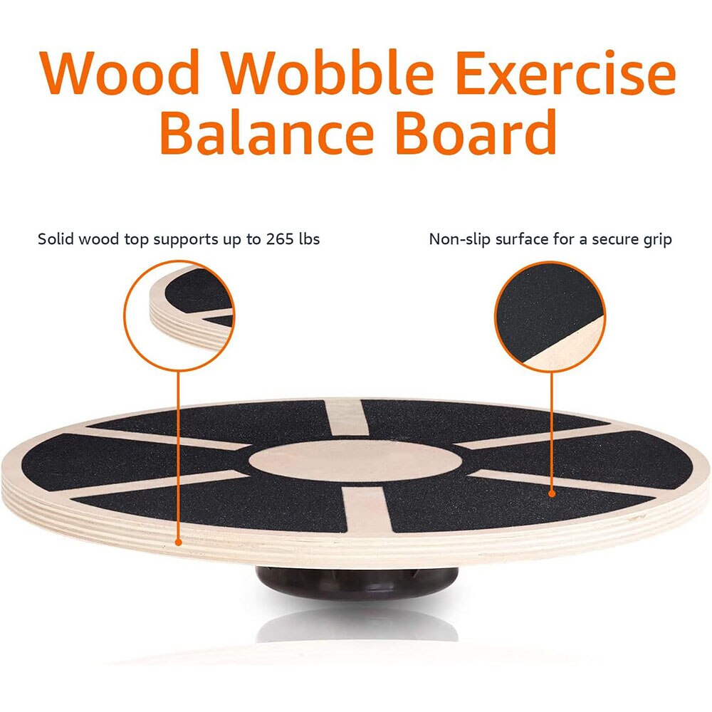 Premium Holz Wackel-Balance-Board - Rutschfeste Kerntraining, Yoga- & Taillendreh-Board für das Home Gym, Fitness, Stabilität & Haltungsverbesserung, 360° Rotation, 500 lbs Tragfähigkeit