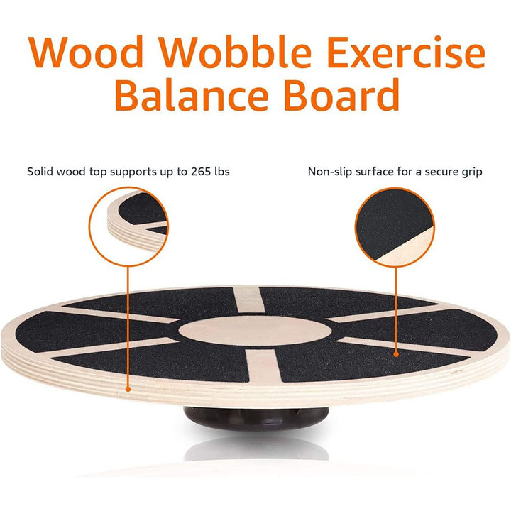 Premium Holz Wackel-Balance-Board - Rutschfeste Kerntraining, Yoga- & Taillendreh-Board für das Home Gym, Fitness, Stabilität & Haltungsverbesserung, 360° Rotation, 500 lbs Tragfähigkeit