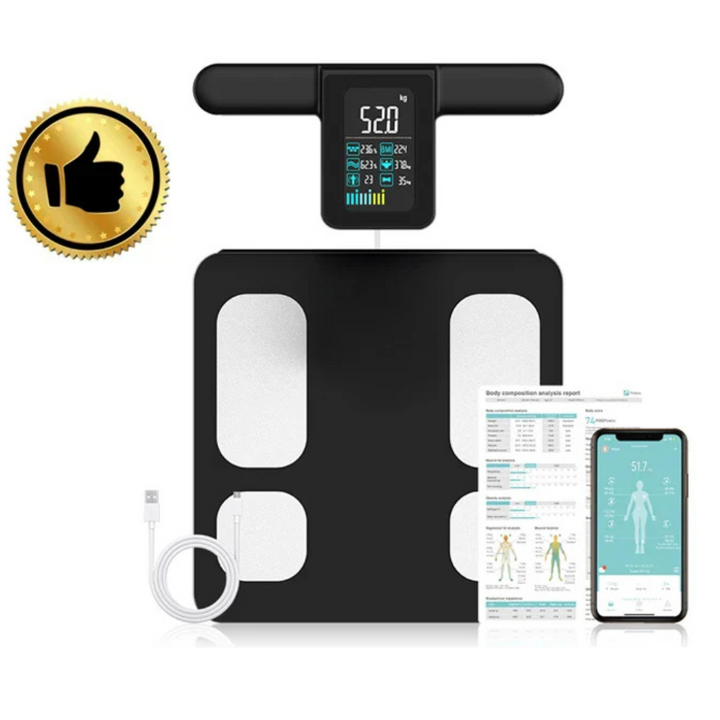 Premium Smart Körperzusammensetzungswaage – 8 Elektroden Bioimpedanz Digitale Waage, verfolgt Körperfett, Wasser, Muskelmasse, BMI und mehr, genaue Messungen zur Gesundheitsüberwachung