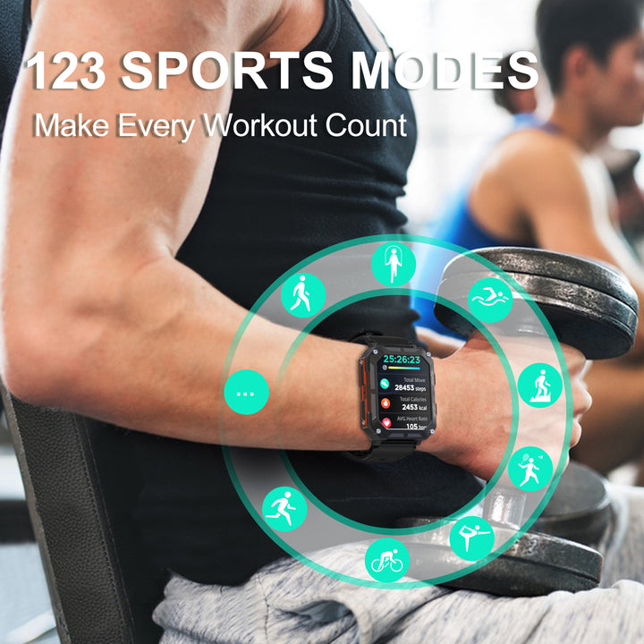 Premium IP68 Waterproof Smartwatch with Bluetooth Calling & 123 Sport Modes - 1.83" HD Display, Heart Rate & Blood Oxygen 