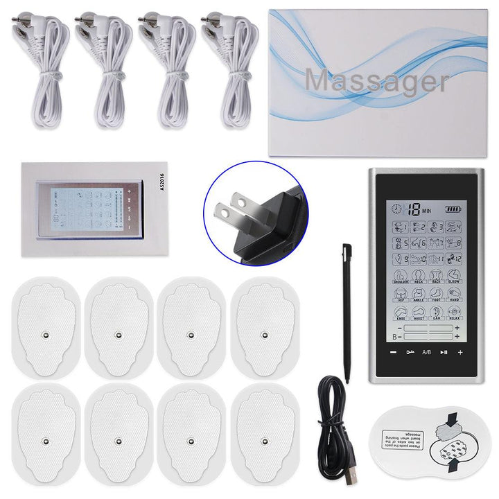 Premium EMS Professioneller Muskelstimulator - 4 Ausgangskanäle, 24 Modi, Schmerztherapie TENS-Gerät, einstellbarer Timer & Intensität, tragbares Physiotherapiegerät mit LCD-Display für den Heimgebrauch